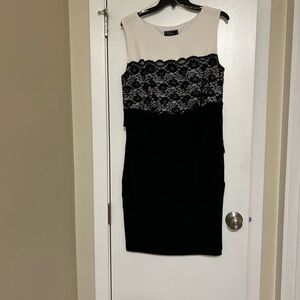 dressbarn Black and White Lace Midi Dress